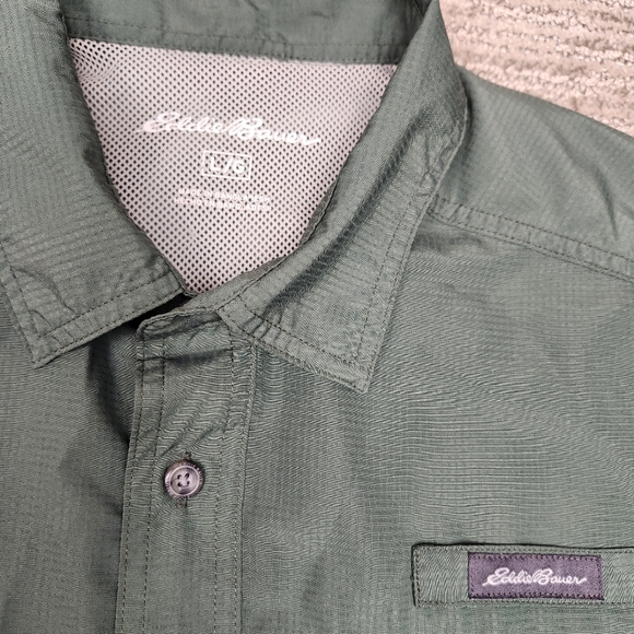 Eddie Bauer Tech Performance Short Sleeve Outdoor Fishing Vented Sage Green Hike - Picture 2 of 6